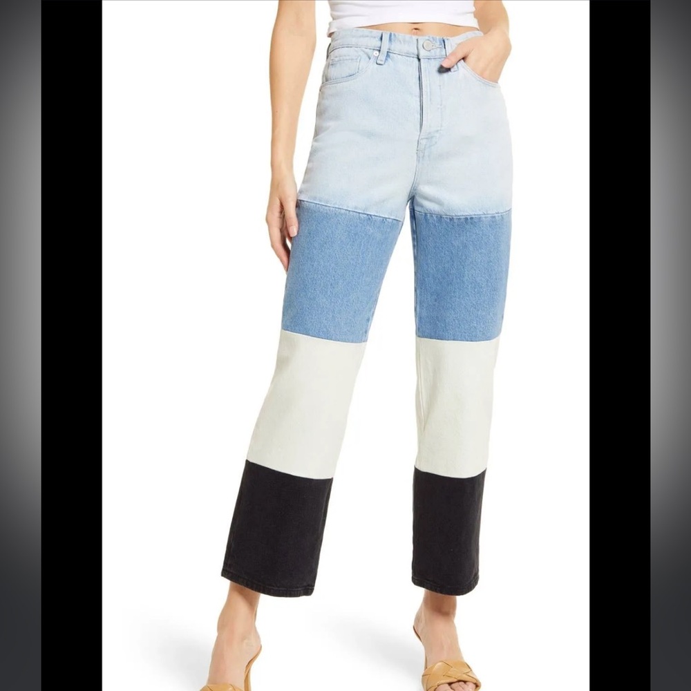 NWT Blank NYC Baxter Colorblock Ribcage Nonstretch Jeans in Block Him